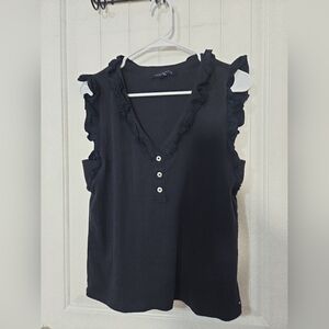 🖤 Tommy Hilfiger Ruffle Trim Sleeveless Top | Black | Women’s